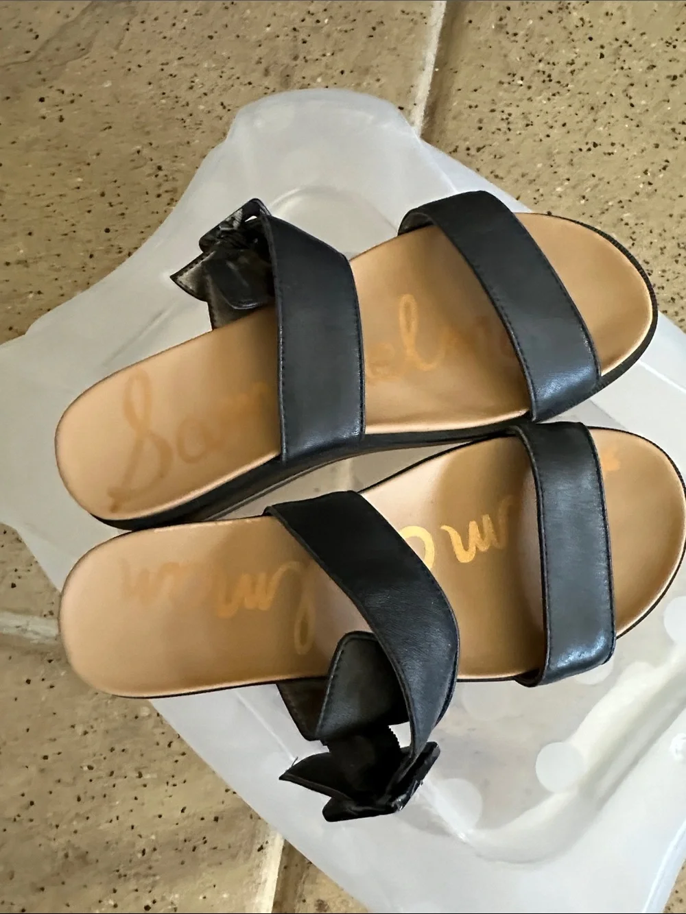 Sam Edelman Black Platform Double-Strap Slides